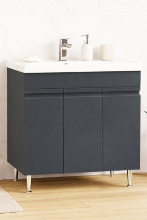 Baza cu Lavoar - Set Baza front MDF si Lavoar seria 786, montata, 80 cm, antracit