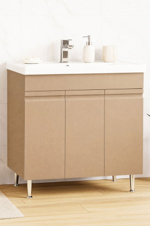 Mobilier Baie - Set Baza front MDF si Lavoar seria 786, montat, 80 cm, cappuccino