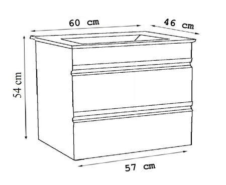Baza cu Lavoar - Set Baza front MDF si Lavoar seria 786, suspendata, cu sertare, montat, 60 cm, antracit