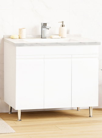 Baza cu Lavoar - Set Baza front MDF si Lavoar seria 886, montat, 100 cm, alb