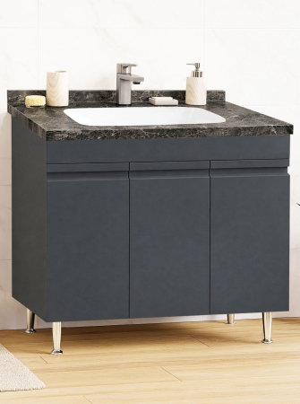 Mobilier Baie - Set Baza front MDF si Lavoar seria 886, montat, 100 cm, antracit