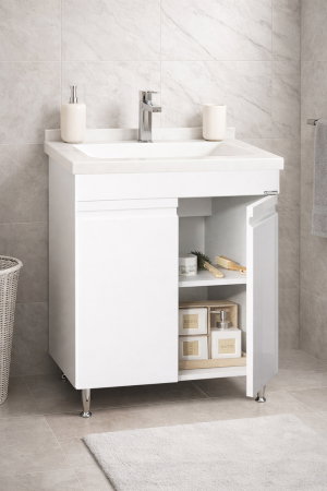 Mobilier Baie - Set Baza front MDF si Lavoar seria 886, montat, 60 cm, alb