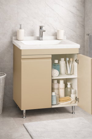 Mobilier Baie - Set Baza front MDF si Lavoar seria 886, montat, 60 cm, cappuccino