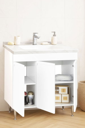 Baza cu Lavoar - Set Baza front MDF si Lavoar seria 886, montat, 80 cm, alb