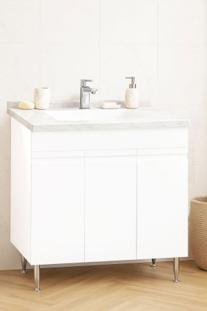 Baza cu Lavoar - Set Baza front MDF si Lavoar seria 886, montat, 80 cm, alb