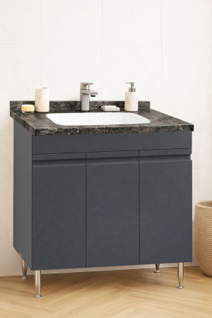 Baza cu Lavoar - Set Baza front MDF si Lavoar seria 886, montat, 80 cm, antracit