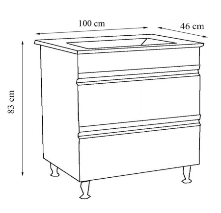 Mobilier Baie - Set Baza front MDF si Lavoar seria 886, cu sertare, montat, 100 cm, alb