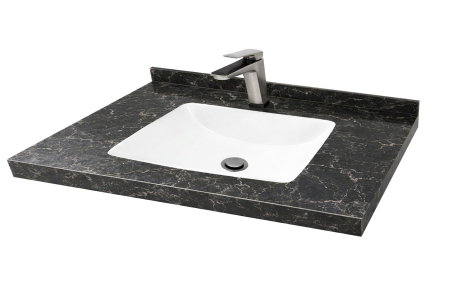 Mobilier Baie - Set Baza front MDF si Lavoar seria 886, cu sertare, montat, 100 cm, antracit