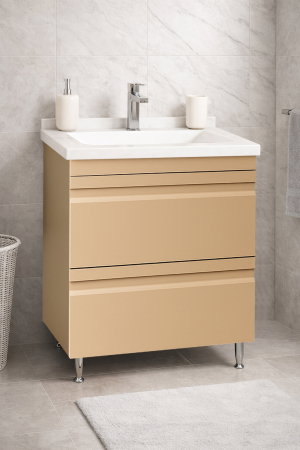 Mobilier Baie - Set Baza front MDF si Lavoar seria 886, cu sertare, montat, 60 cm, cappuccino