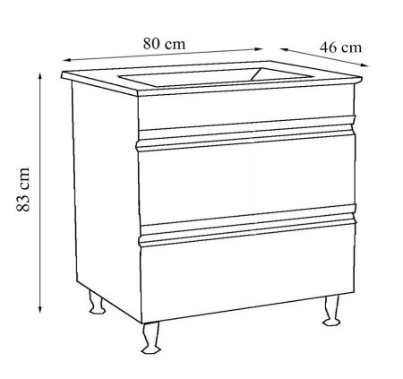Mobilier Baie - Set Baza front MDF si Lavoar seria 886, cu sertare, montat, 80 cm, antracit