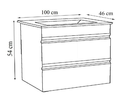 Mobilier Baie - Set Baza front MDF si Lavoar seria 886, suspendata, cu sertare, montat, 100 cm, antracit
