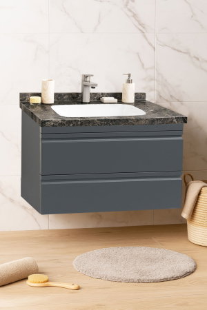 Mobilier Baie - Set Baza front MDF si Lavoar seria 886, suspendata, cu sertare, montat, 80 cm, antracit