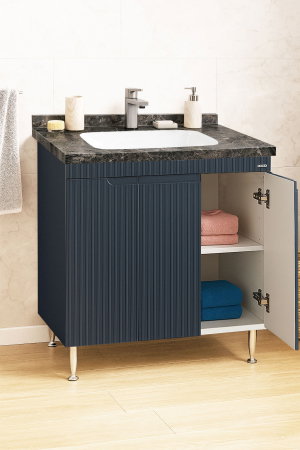 Mobilier Baie - Set Baza front MDF si Lavoar seria 833, montat, 80 cm, antracit