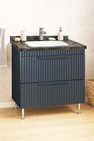 Baza cu Lavoar - Set Baza front MDF si Lavoar seria 833, cu sertare, montat, 80 cm, antracit