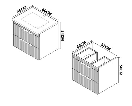 Mobilier Baie - Set Baza front MDF si Lavoar seria 833, suspendata, cu sertare, montat, 60 cm, antracit