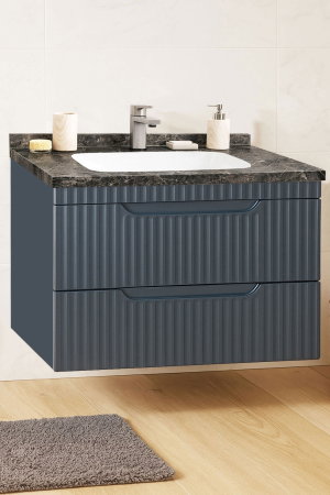 Mobilier Baie - Set Baza front MDF si Lavoar seria 833, suspendata, cu sertare, montat, 80 cm, antracit