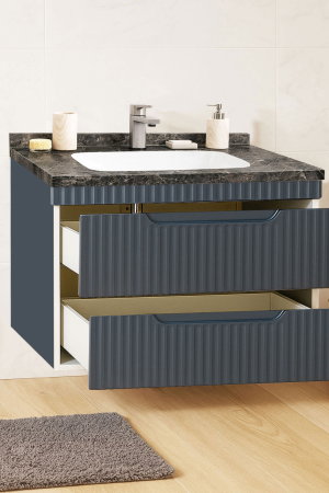 Mobilier Baie - Set Baza front MDF si Lavoar seria 833, suspendata, cu sertare, montat, 80 cm, antracit