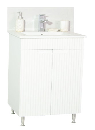 Mobilier Baie - Set Baza front MDF si Lavoar seria 033, montat, 60 cm, alb rustic