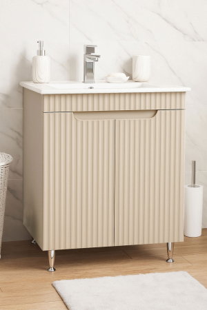 Produs în România - Set Baza front MDF si Lavoar seria 033, montat, 60 cm, crem