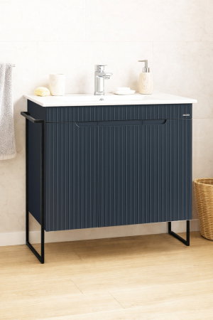 Baza cu Lavoar - Set Baza front MDF si Lavoar seria 033, cadru metalic, montata, 80 cm, antracit