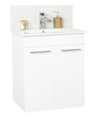Baza cu Lavoar - Set Baza front MDF si Lavoar seria 054, cadru metalic, montata, 60 cm, alb
