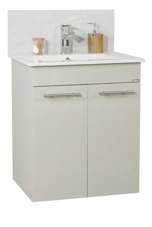 Baza cu Lavoar - Set Baza front MDF si Lavoar seria 054, cadru metalic, montata, 60 cm, taupe