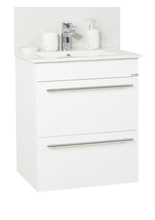 Baza cu Lavoar - Set Baza front MDF si Lavoar seria 054, cadru metalic, sertare, montata, 60 cm, alb