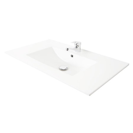 Set Baza front MDF si Lavoar seria 056, cu sertare, cadru metalic, montat, 80 cm, alb + antracit [7]