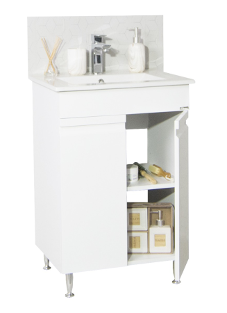 Mobilier Baie - Set Baza front MDF si Lavoar seria 086, montat, 50 cm, alb