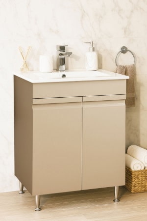 Mobilier Baie - Set Baza front MDF si Lavoar seria 086, montat, 60 cm, cappuccino