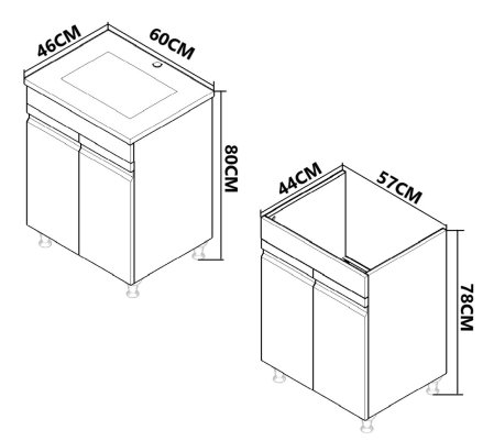 Mobilier Baie - Set Baza front MDF si Lavoar seria 086, montat, 60 cm, cappuccino
