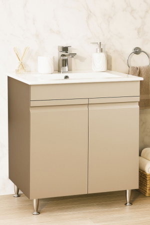 Mobilier Baie - Set Baza front MDF si Lavoar seria 086, montat, 70 cm, cappuccino