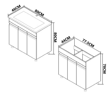 Mobilier Baie - Set Baza front MDF si Lavoar seria 086, montat, 80 cm, cappuccino