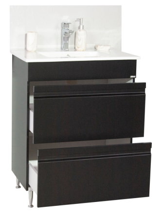 Baza cu Lavoar - Set Baza front MDF si Lavoar seria 086, cu sertare, montat, 60 cm, negru