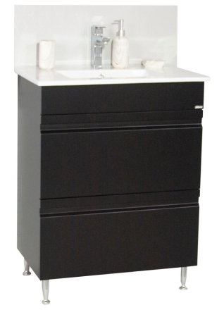 Baza cu Lavoar - Set Baza front MDF si Lavoar seria 086, cu sertare, montat, 60 cm, negru