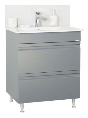 Baza cu Lavoar - Set Baza front MDF si Lavoar seria 086, cu sertare, montat, 70 cm, antracit