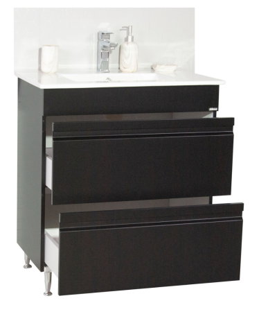 Mobilier Baie - Set Baza front MDF si Lavoar seria 086, cu sertare, montat, 70 cm, negru