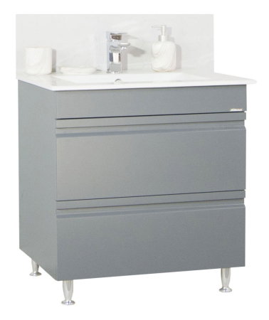 Baza cu Lavoar - Set Baza front MDF si Lavoar seria 086, cu sertare, montat, 80 cm, antracit