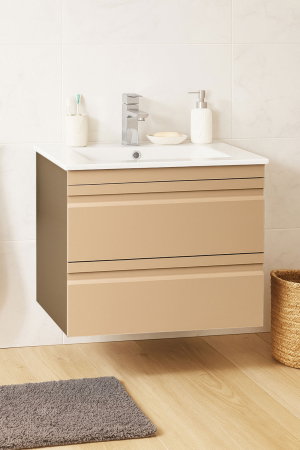 Mobilier Baie - Set Baza front MDF si Lavoar seria 086, suspendata, cu sertare, montat, 60 cm, cappuccino