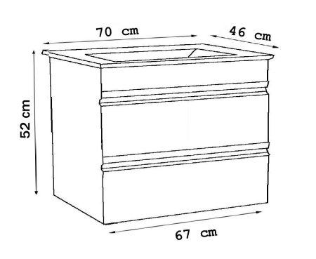 Mobilier Baie - Set Baza front MDF si Lavoar seria 086, suspendata, cu sertare, montat, 70 cm, antracit