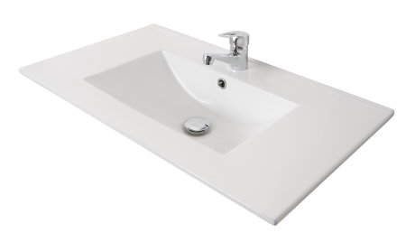 Set Baza front MDF si Lavoar seria 086, suspendata, cu sertare, montat, 80 cm, cappuccino [5]