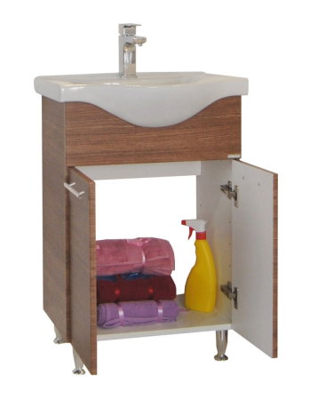 Mobilier Baie - Set Baza front MDF si Lavoar seria 153, 55 cm, bambus