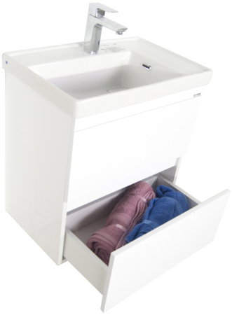 Set Baza front MDF si Lavoar seria 286, cu sertare, cadru metalic, montat, 60 cm, alb [4]