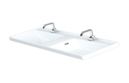 Set Baza front MDF si Lavoar seria 286, suspendata, cu sertare, montat, 120 cm, alb [4]