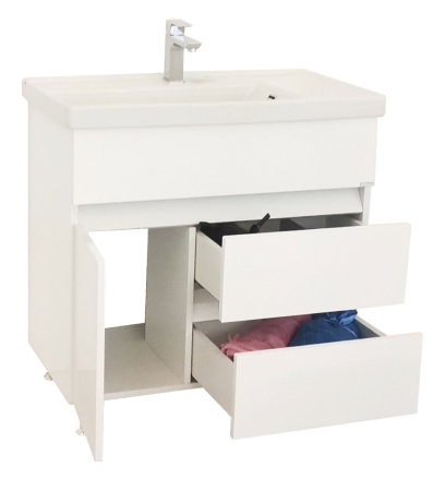 Mobilier Baie - Set Baza front MDF si Lavoar seria 288, cu sertare, montata, 80 cm, alb
