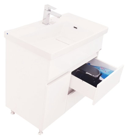 Mobilier Baie - Set Baza front MDF si Lavoar seria 288, cu sertare, montata, 80 cm, alb
