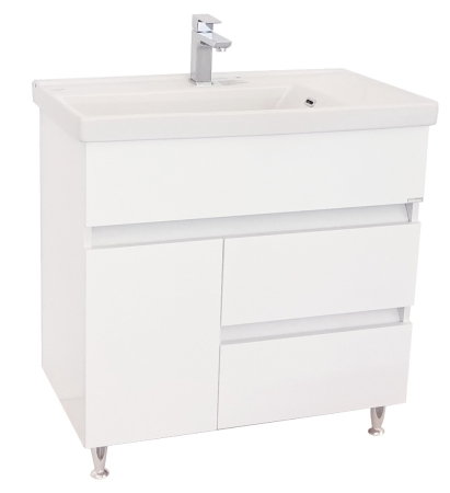 Mobilier Baie - Set Baza front MDF si Lavoar seria 288, cu sertare, montata, 80 cm, alb