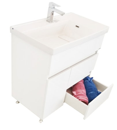 Mobilier Baie - Set Baza front MDF si Lavoar seria 288, cu sertare, montata, 80 cm, alb