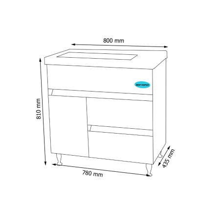 Set Baza front MDF si Lavoar seria 288, cu sertare, montata, 80 cm, alb [5]