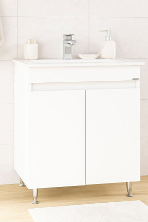 Mobilier Baie - Set Baza front MDF si Lavoar seria 386, montat, 70 cm, alb